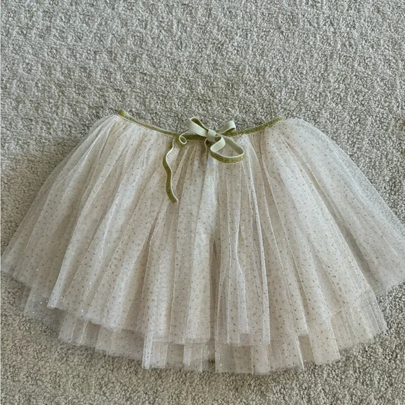 oh baby! Tutu Skirt Sparkly Glitter Ballerina Dance Size 4 Cream And Gold - Picture 3 of 3